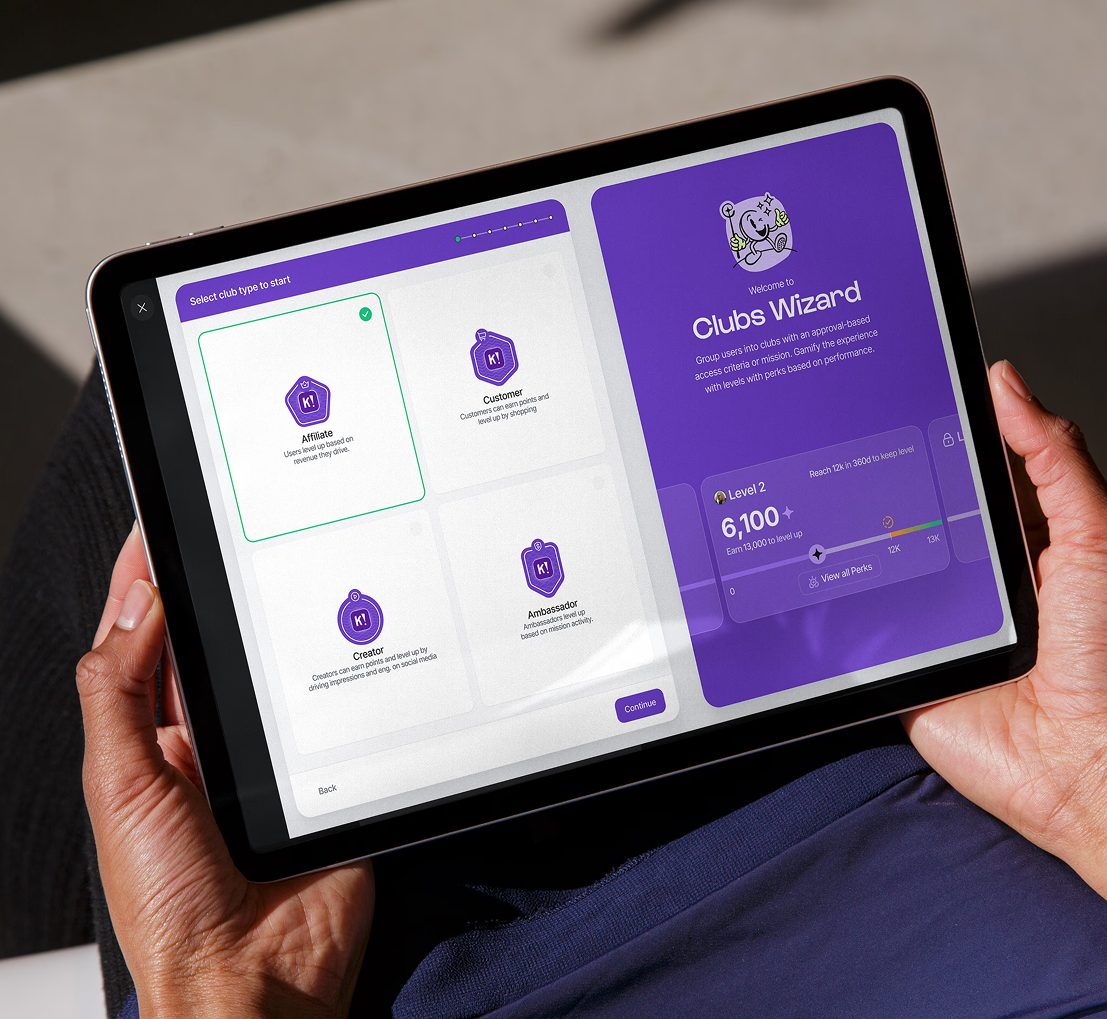 Club Levels — brand flow for choosing a club type and defining foundational behaviors