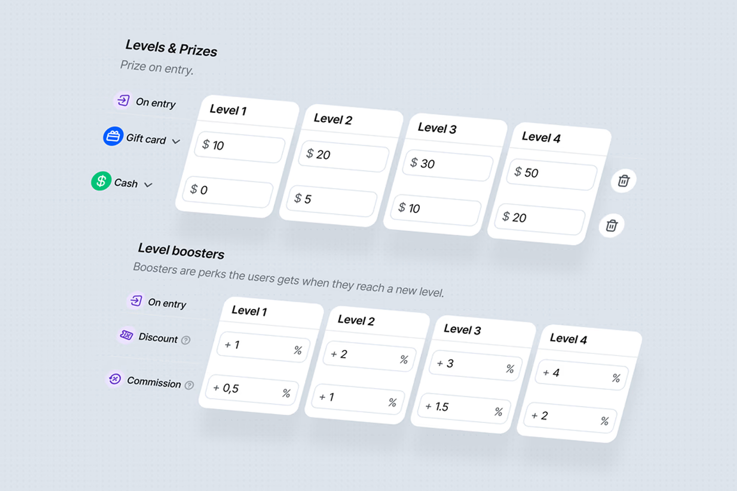 Club Levels — incentives for joining, leveling up, and unlockable boosters