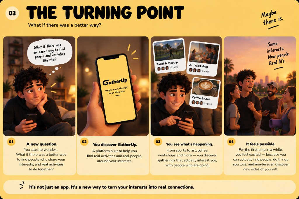 The Turning Point — discovering GatherUp and seeing real activities