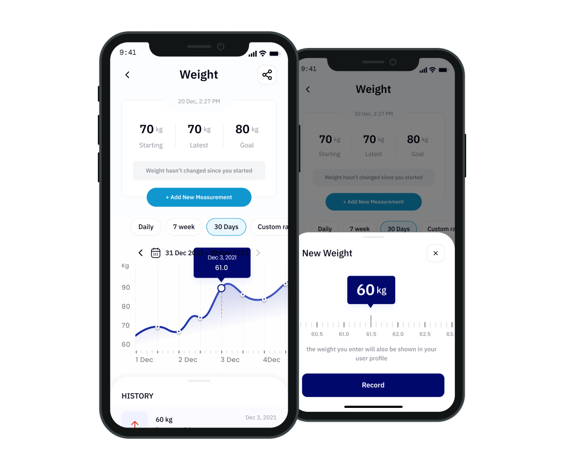 Otida app logging and tracking weight