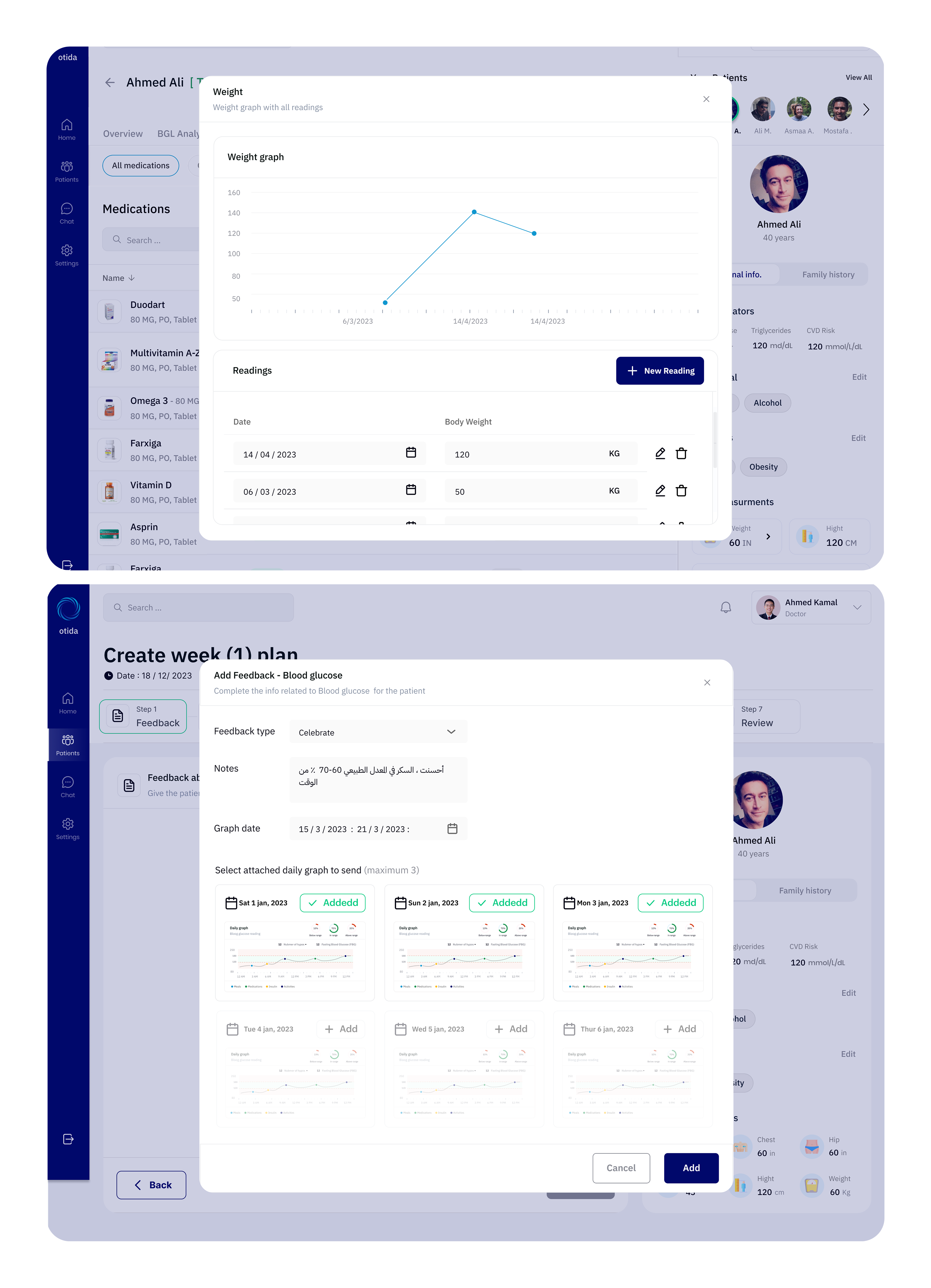 Otida website - Tracking blood pressure and blood glucose context