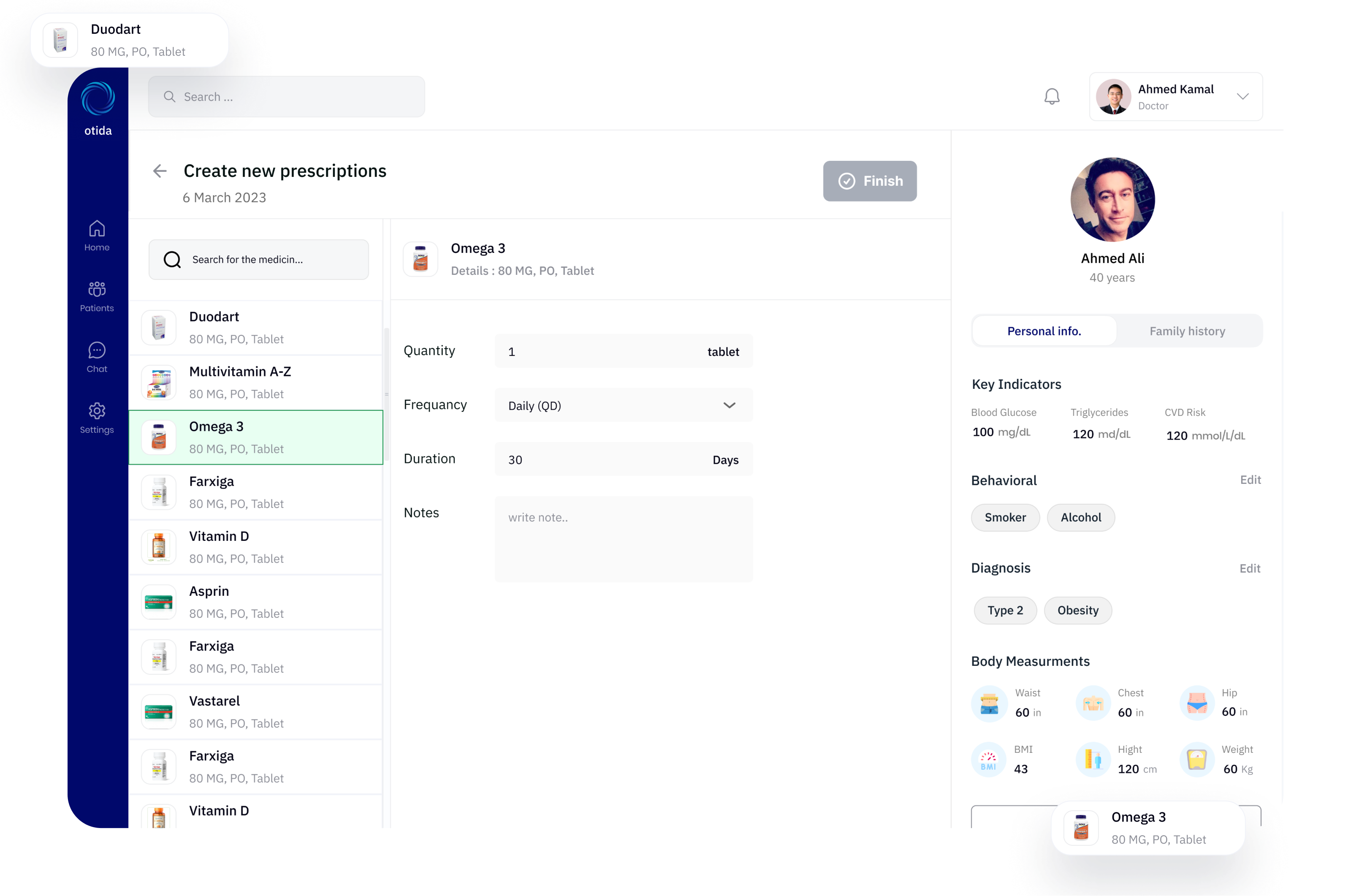 Otida website - Create a suitable prescriptions